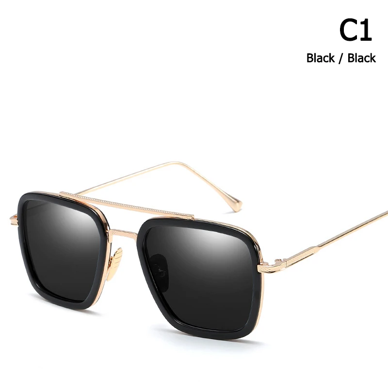 C1 Gold Black JackJad, модные Мстители, Тони Старк, полёт 006, стильные солнцезащитные очки, мужские, квадратные, авиационный бренд, дизайнерские солнцезащитные очки, Oculos De Sol - Цвет линз: C1 Gold Black