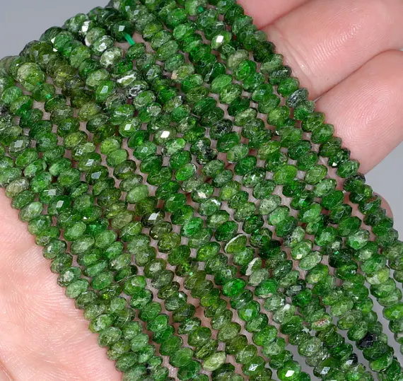 

5x3mm Chrome Diopside Gemstone Grade AAA Green Faceted Rondelle Loose Beads 15.5 inch Full Strand (80002463-794)