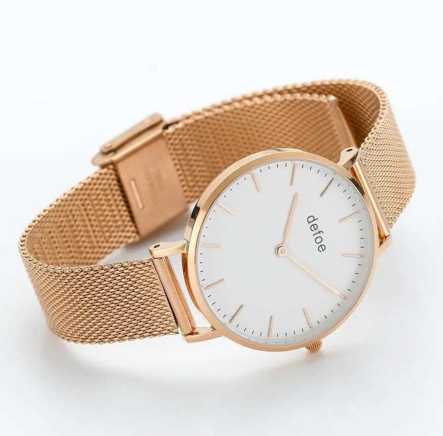 Defoe женские часы из нержавеющей стали высокого качества наручные кварцевые