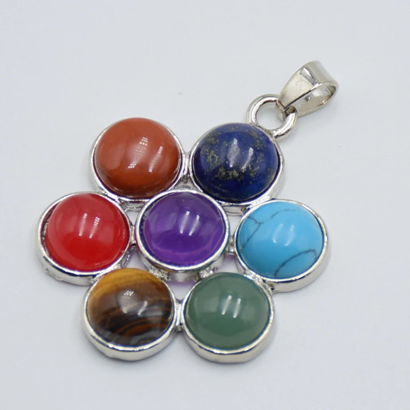 Винтажные Ювелирные изделия в форме шестигранной Луны и цветка из 7 чакр ожерелье