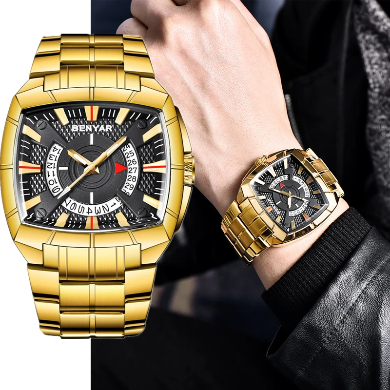 Часы наручные BENYAR Мужские кварцевые брендовые Роскошные водонепроницаемые