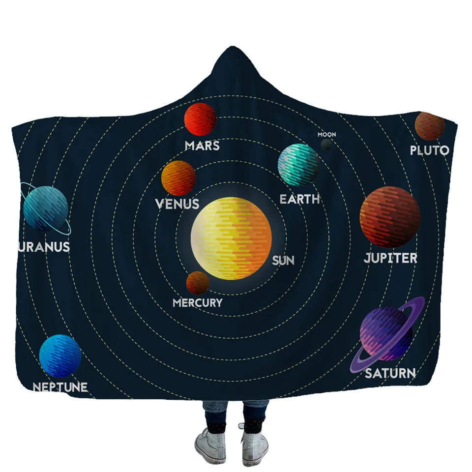 

SOFTBATFY Space Planet Hooded Blanket Fleece Throw Blanket Dropshipping