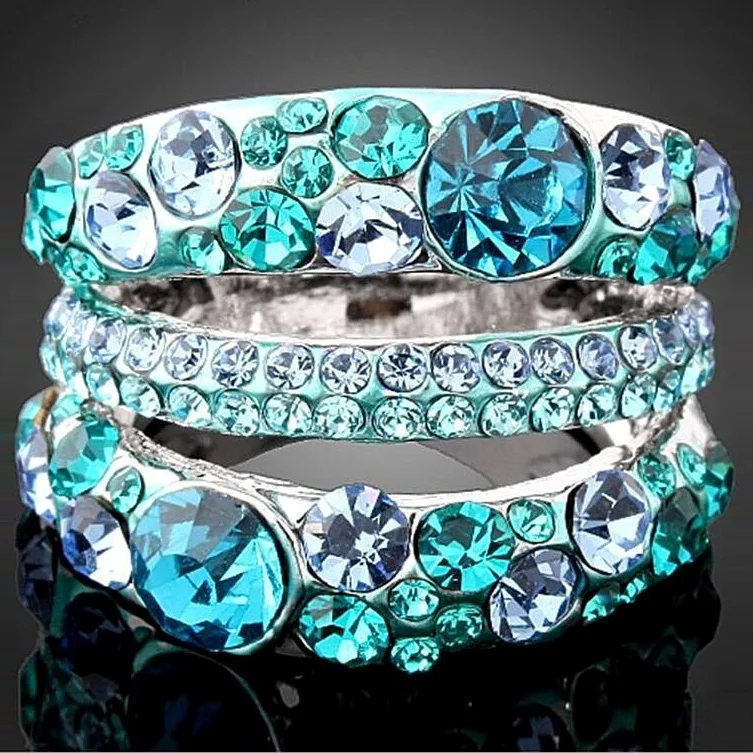 Модные Блестящие Обручальные кольца с кристаллами для женщин романтическое