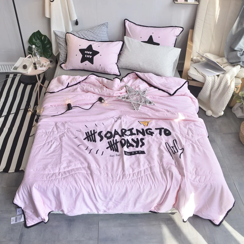 Slowdream Soaring Days Active Printing Pink Summer Quilt Washing Technology Comfortable Soft Bedspreads For Bedroom 1pcs | Дом и сад
