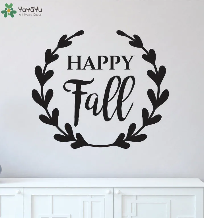 

YOYOYU Wall Decal Thanksgiving Wall Stickers Quotes Happy Fall Vinyl Interior Art Mural Home Decor Window Door Removable SY779