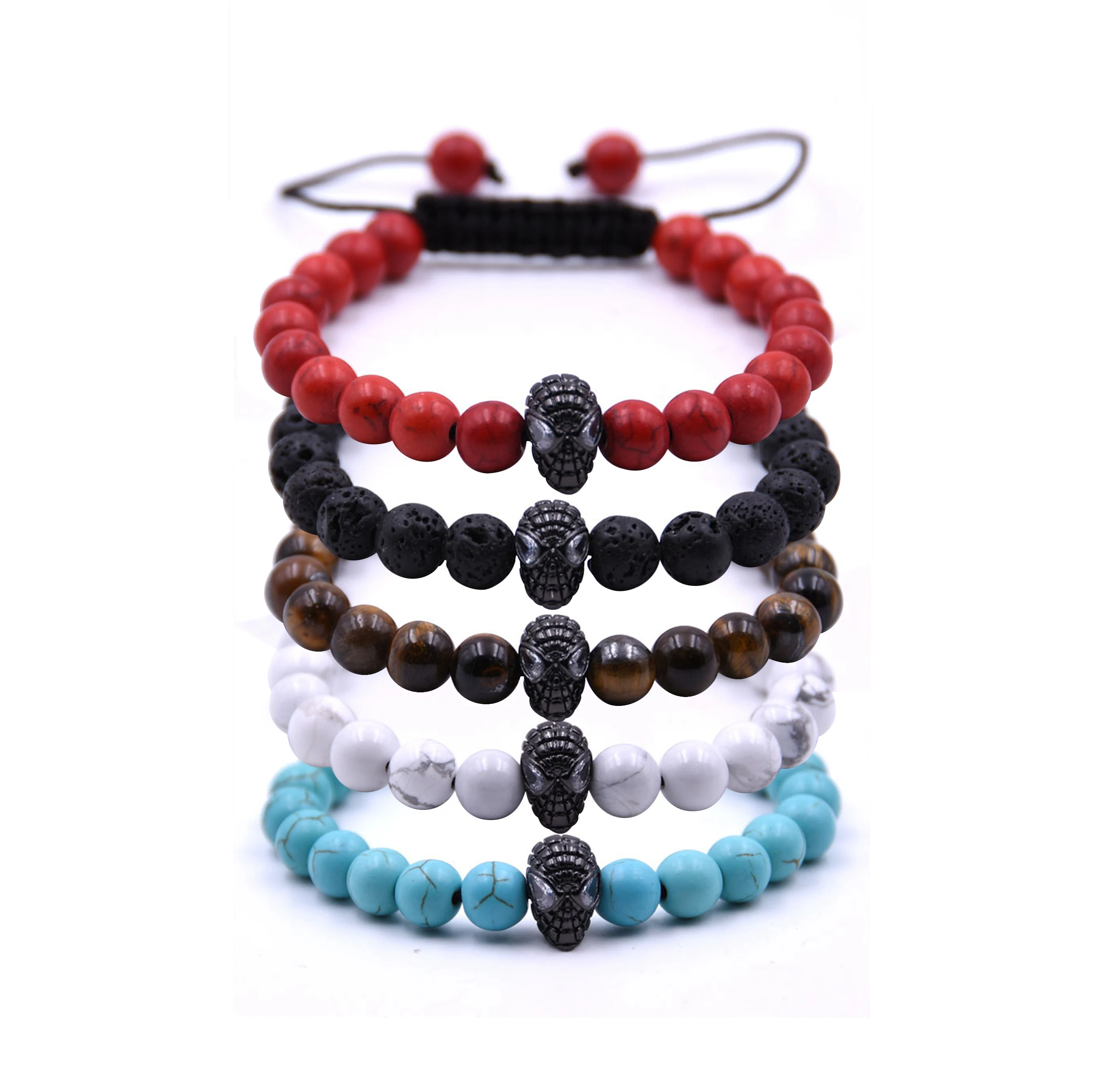 Man Fashion Women  Gift For  Beautiful Beads 8MM Howlite Black Alien Braided Bracelet