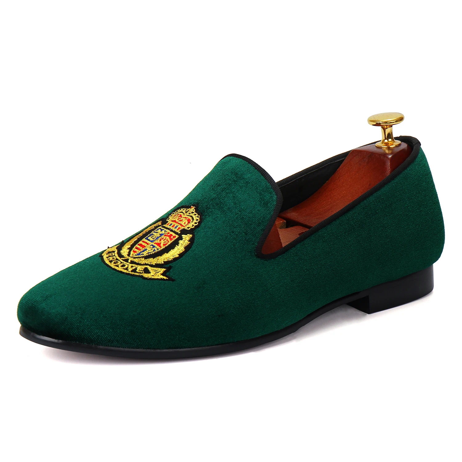 Harpelunde Men Moccasins Green Embroidered Velvet Loafers Fashion Smoking Slippers Size 7-14 | Обувь