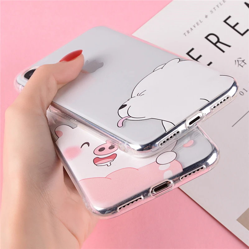 Чехол для телефона Lovebay iPhone 6 6s 7 8 Plus X XR XS Max Модный милый мультяшный медведь свинья