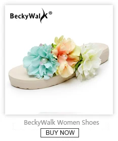 BeckyWalk/Повседневная Летняя женская обувь; шлепанцы на танкетке; пляжная женская обувь ручной работы на высоком каблуке, украшенная бисером; вьетнамки на платформе; WSH2665