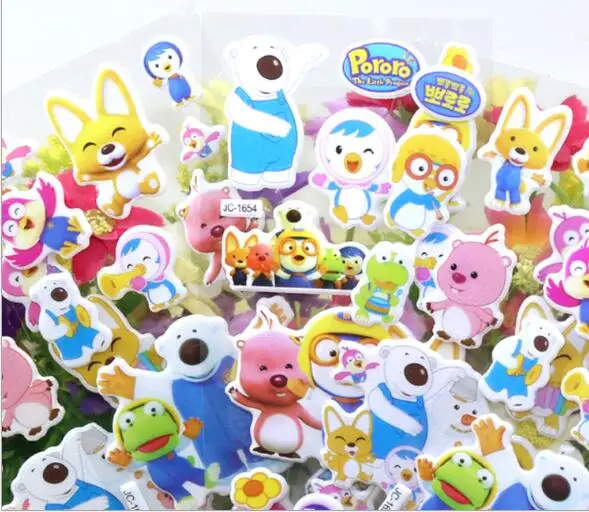 Новый 50 листов детских 3D выпуклые наклейки Топ продаж мультяшная pororo для