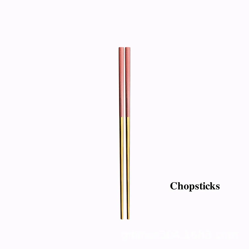Chopsticks Сращивание розового золота из нержавеющей стали набор посуды столовые приборы западные столовые приборы столовая вилка ножи для масла набор ложек Прямая - Цвет: Chopsticks