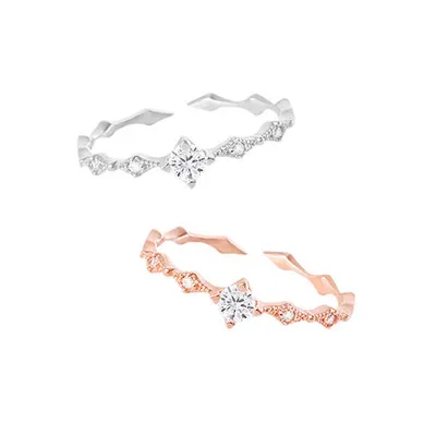 Rhombic Simple Ring Korean S925 Silver-plated Rose-gold with White Zircon Opening | Украшения и аксессуары