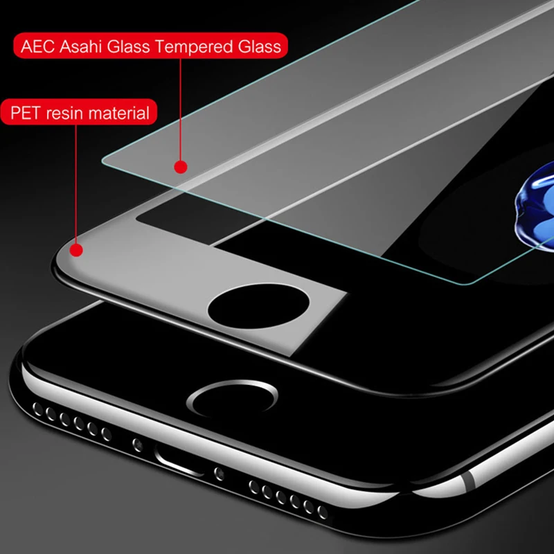 3d стекло на iphone 7 6 Защитное для 6s 8 plus углеродное волокно мягкий край протектор