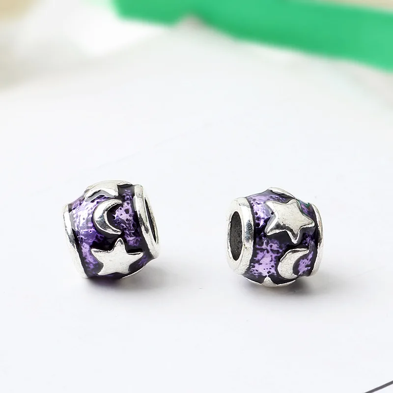 Новые оригинальные бусины Луна Звезда ночное небо очаровательные эмалированные