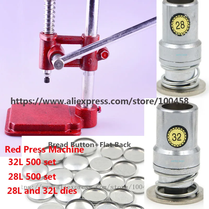 

Press Fabric Covered Button Machine/Maker + 28L 32L Fabric Self Cover Button Dies Mold Tools +32L 28L 1000 Set flat Button