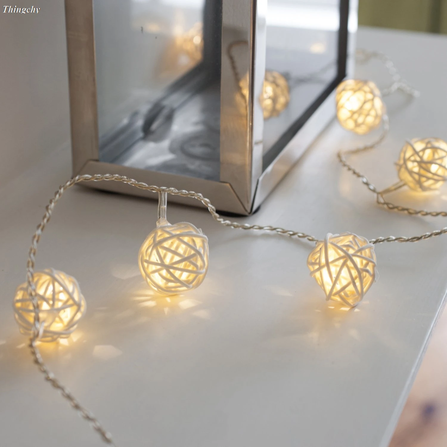 3 м 20LED USB Питание 4 см ротанговый шар СВЕТОДИОДНАЯ Гирлянда освещение Рождество