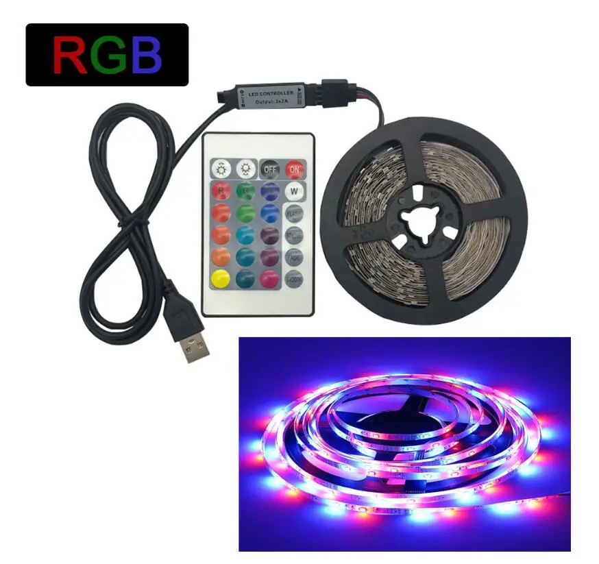 USB Светодиодная лента 2835 SMD DC 5 в 60 светодиодный s гибкий светодиодный светильник лента 2 м 3 м 4 м 5 м ТВ Настольный экран фоновый Смещенный светильник ing - Испускаемый цвет: RGB