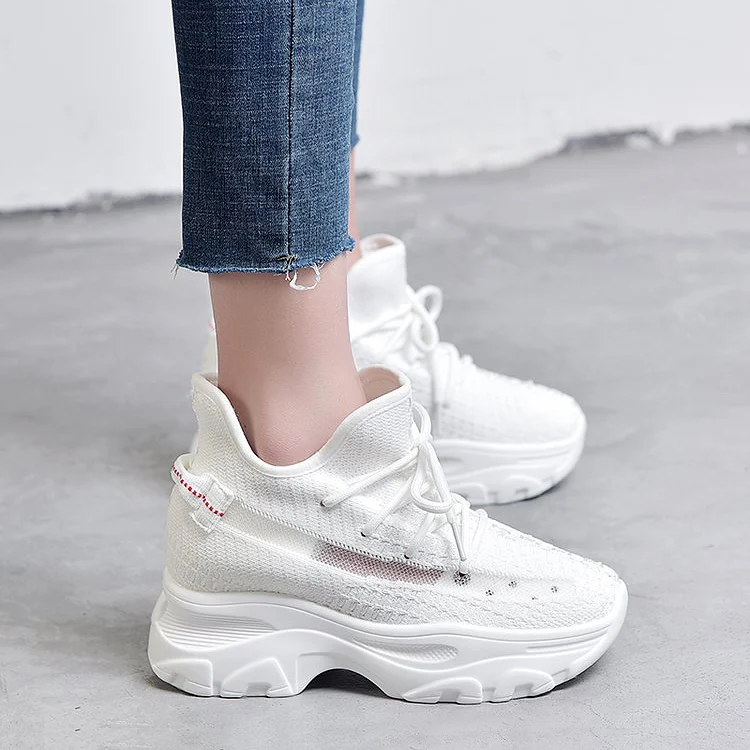 Женские кроссовки визуально увеличивающие рост на 7 см сетчатые дышащие