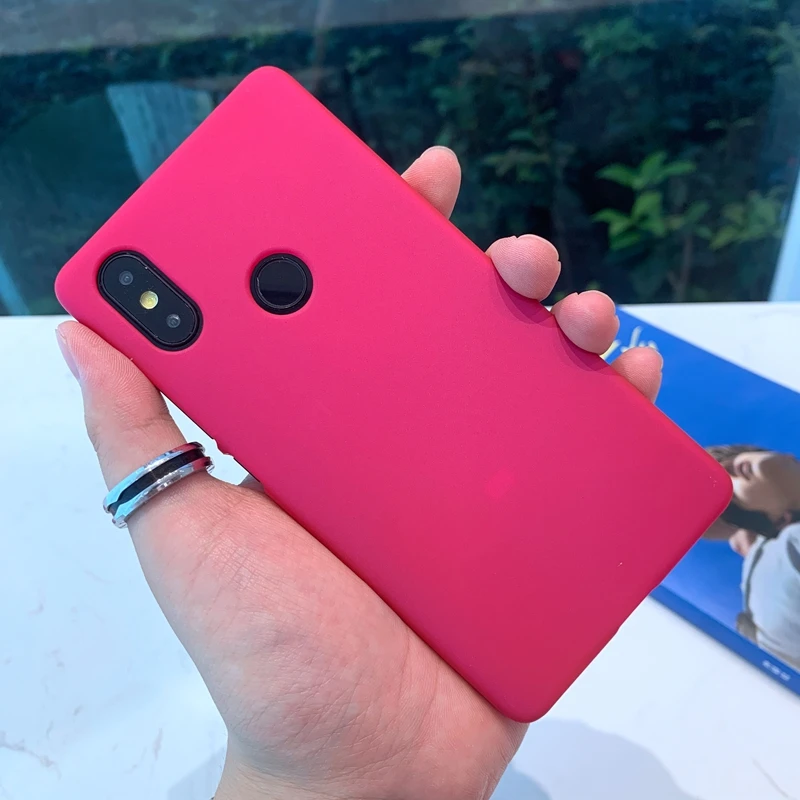 Цветной Матовый Жесткий Пластиковый PC чехол для телефона для Xiaomi mi 8 9 SE A1 A2 Lite Red mi Note 5 Plus 6 6A 7 Pro Go Pocophone F1 Coque - Цвет: Rose Red