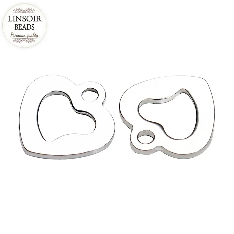 Серебряная подвеска в виде сердца из нержавеющей стали 100 шт. для изготовления