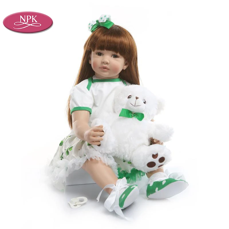 NPK 60 см силиконовая кукла Reborn Baby длинные волосы принцессы для девочек
