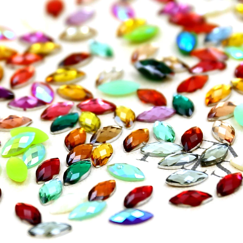 Стразы для ногтей конский глаз 800 шт./лот смешанные цвета 3x6 мм кристаллы без