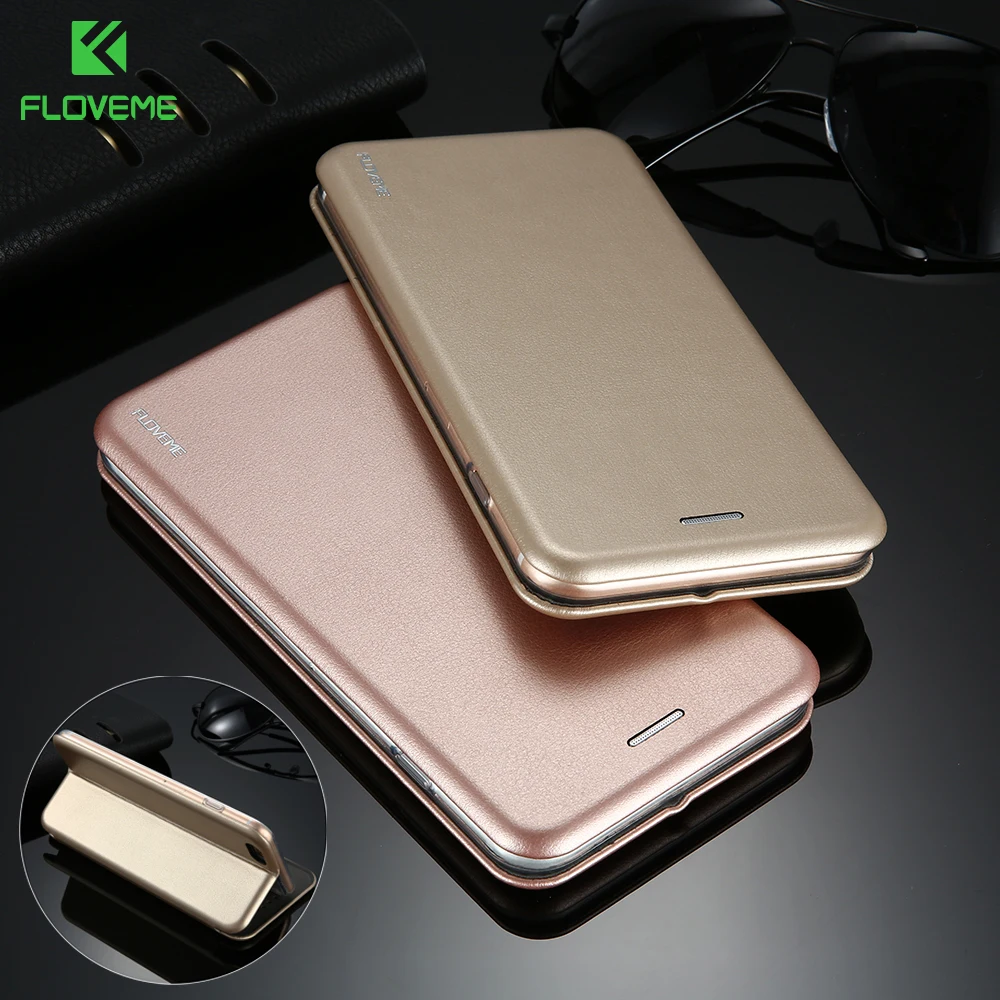 Floveme для iPhone 7 Plus из искусственной кожи Подставки случае Невидимый слот карты