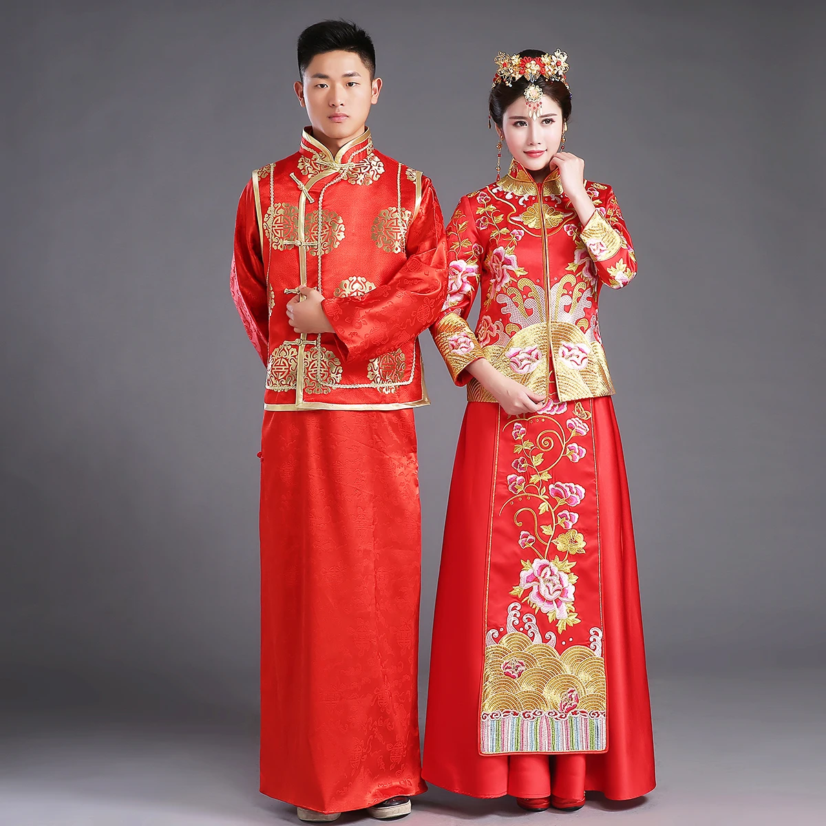 

Традиционная китайская одежда для невесты, свадебное платье в стиле пэттенса, женское платье с драконом, облегающий чонсам, Вечернее красно...