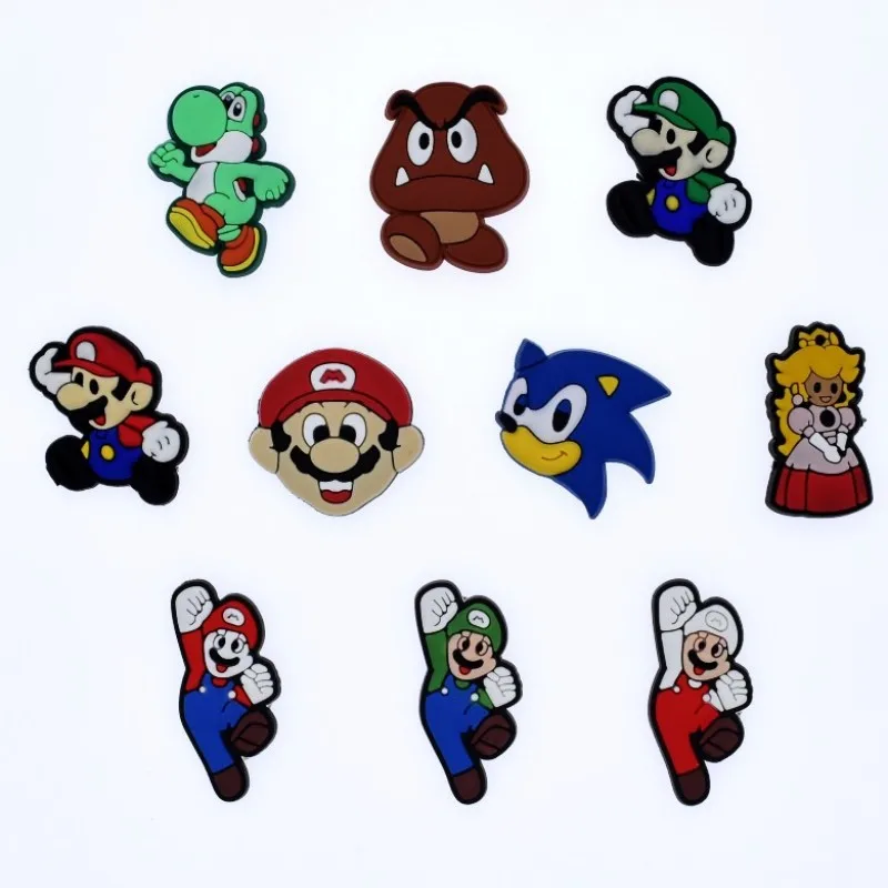10Pcs Super mario princess cartoon silicone Accessories Flat back DIY Gadgets craft Shoe charms phone case magnets best gift | Украшения и