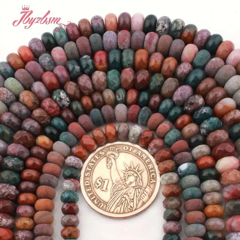 

3x6 4x8mm Rondelle Heishi Ocean Agates Natural Stone Spacer Beads For DIY Necklace Bracelets Jewelry Making 15" Free Shingping