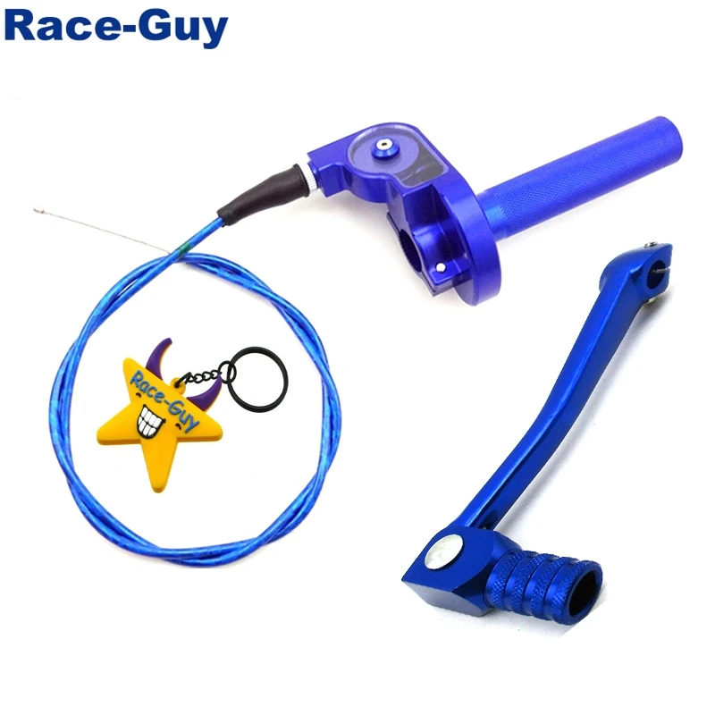 Синий CNC Алюминиевый Поворотный дроссель + Дроссельный кабель алюминиевый 11 мм