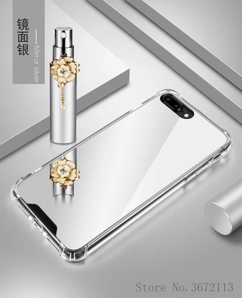 Зеркальный рамочный чехол для iphone X 7/8 Plus роскошный мягкий прочный армированный