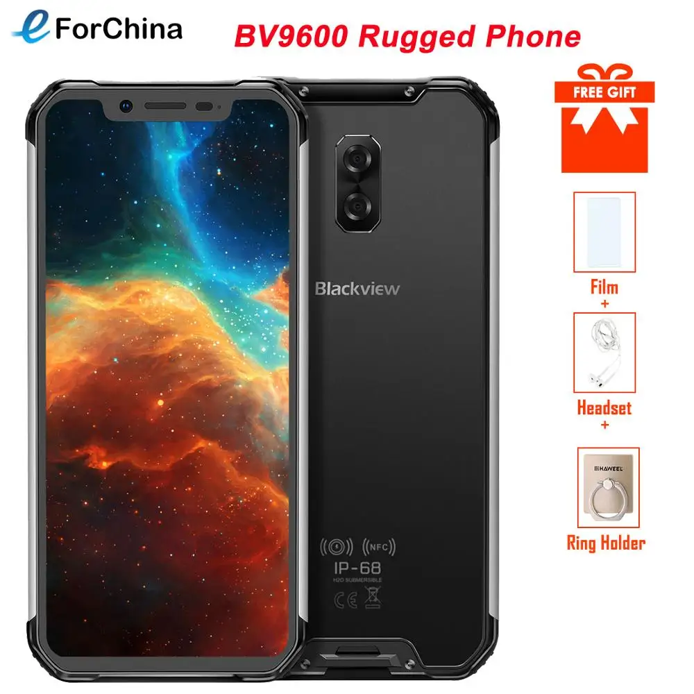 Смартфон Blackview BV9600 защищенный IP68 4 + 64 ГБ Android 9 0 6 21 дюйма 19:9 FHD AMOLED NFC 5580