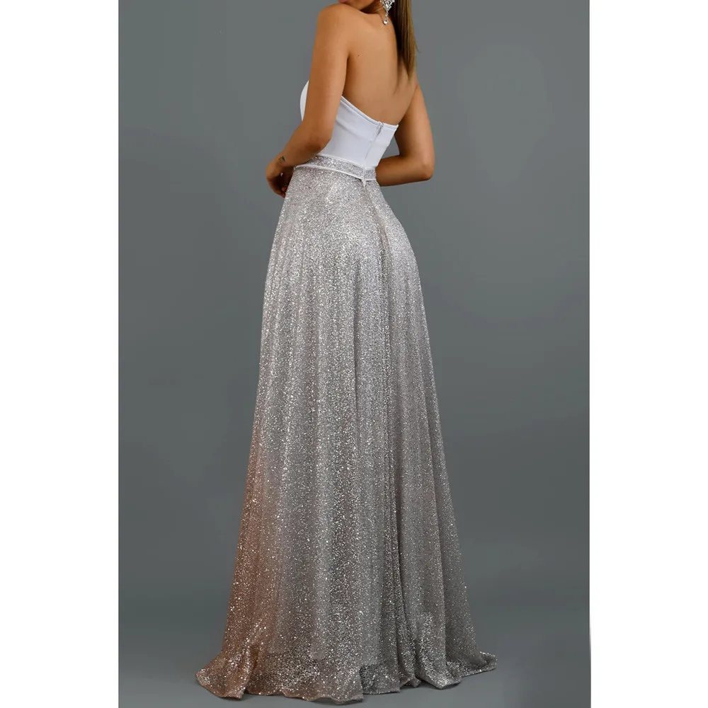 Платье женское белое без рукавов пикантное Длинное Элегантное Вечернее с