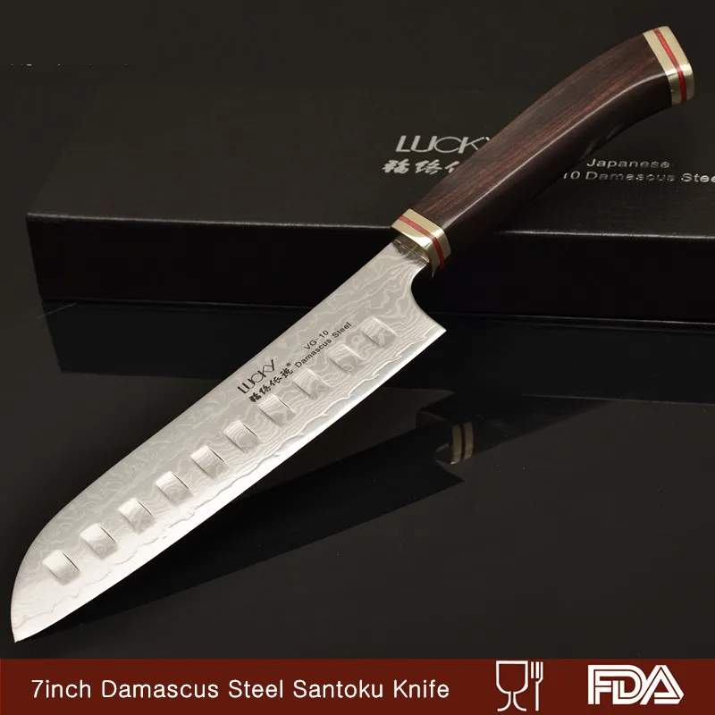 Кухонный нож Santoku шеф повара японский дамасский VG10 стальная бритва острое лезвие
