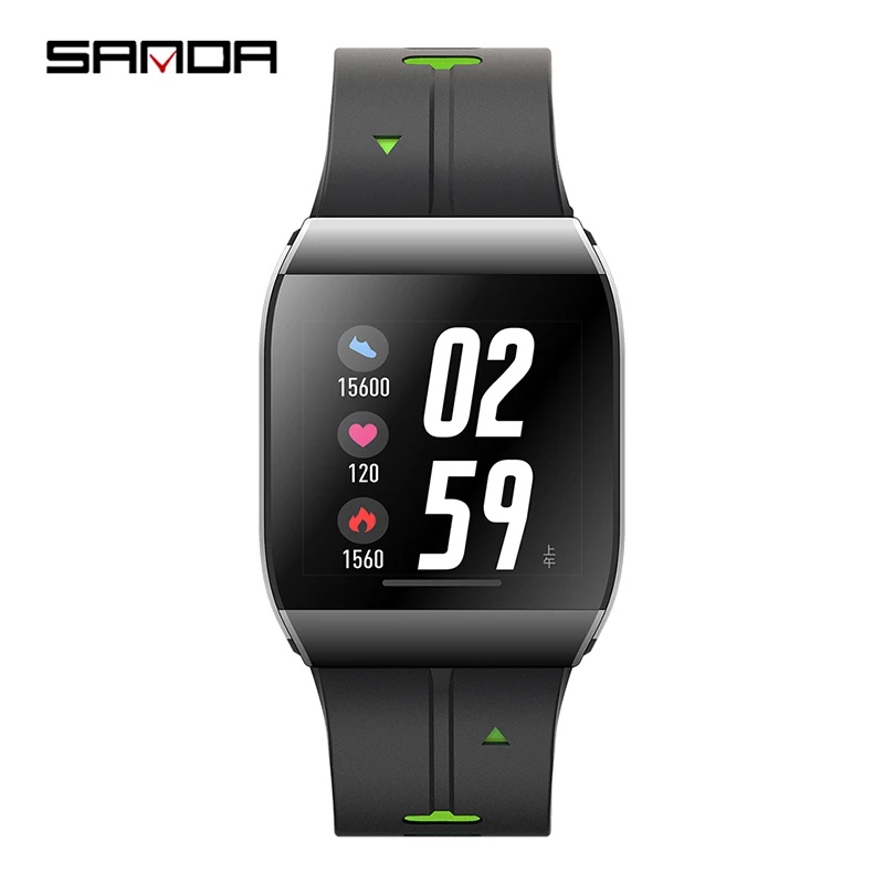 Green SANDA X1 HD Большой Дисплей пожилых мужчин помощник жизни новые умные цифровые часы женские напоминание сердечного ритма часы шаг наручные часы - Цвет: Green