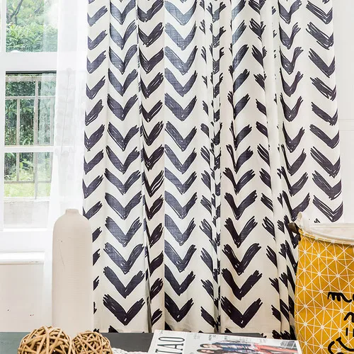 1pc Random Curtain RZCortinas, геометрические яркие желтые занавески с полосками для гостиной, хлопок, лен, современные занавески для спальни, обработка окон - Цвет: 1pc Random Curtain