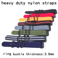 wholesale 10pcslot heavy duty nylon straps 20mm 22mm 24mm nylon watch band nato strap zulu strap watch strap ring buckle