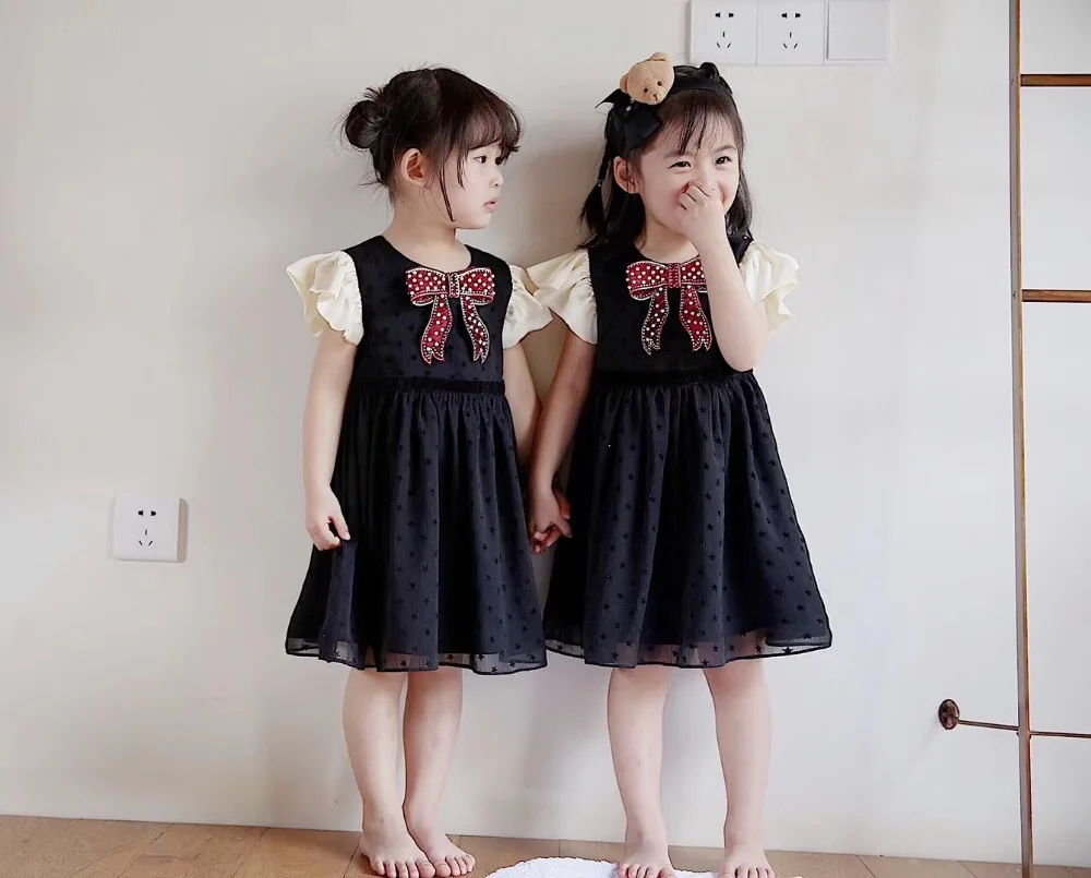 3T&amp6T baby girls summer fashion dress Knitted decorative upscale bow lovely Temperament clothes | Детская одежда и обувь
