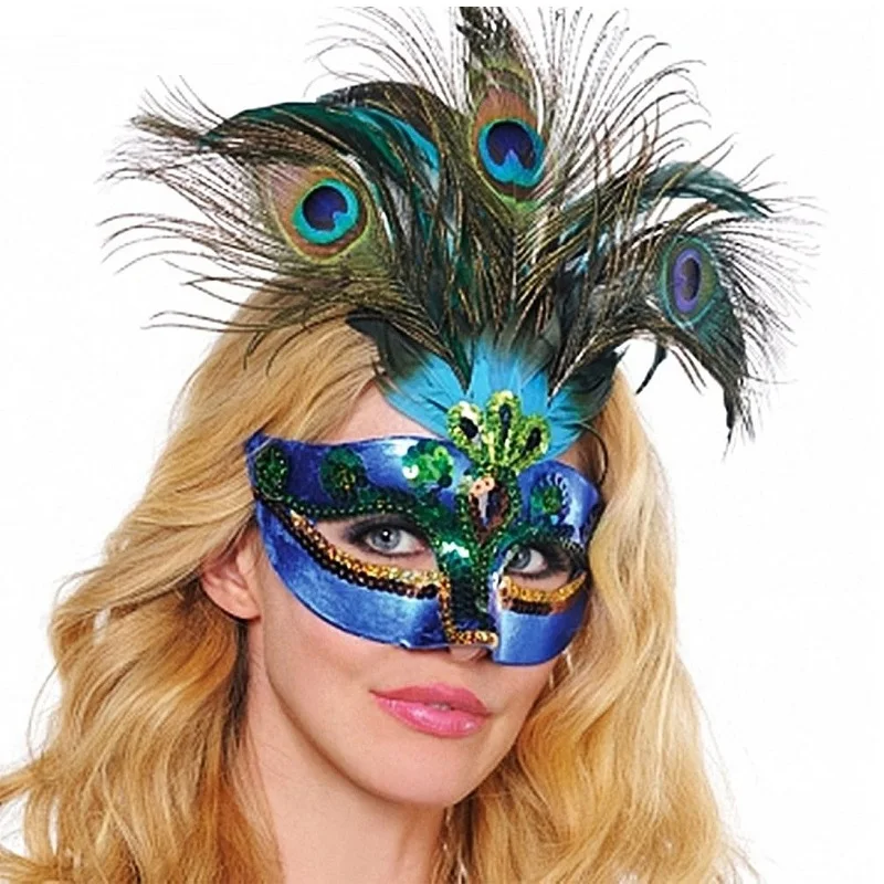 

Party Mask Woman Female Masquerade Masks Luxury Peacock Feathers Half Face Mask Party Cosplay Costume Halloween Venetian Mask