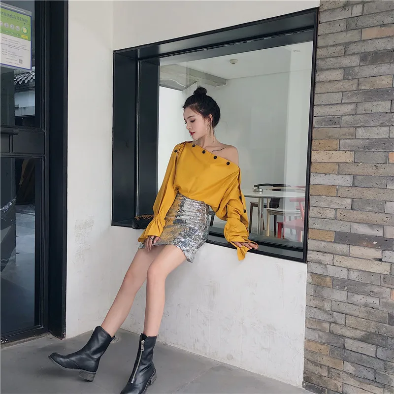 GRUIICEEN/Лидер продаж Новое поступление блузка с вырезом лодочкой рубашка на