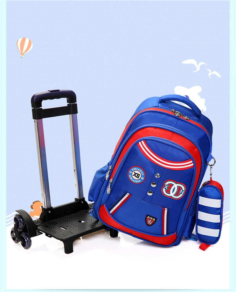 Съемный детей школьные сумки для мальчиков и девочек 3 колеса дети тележки