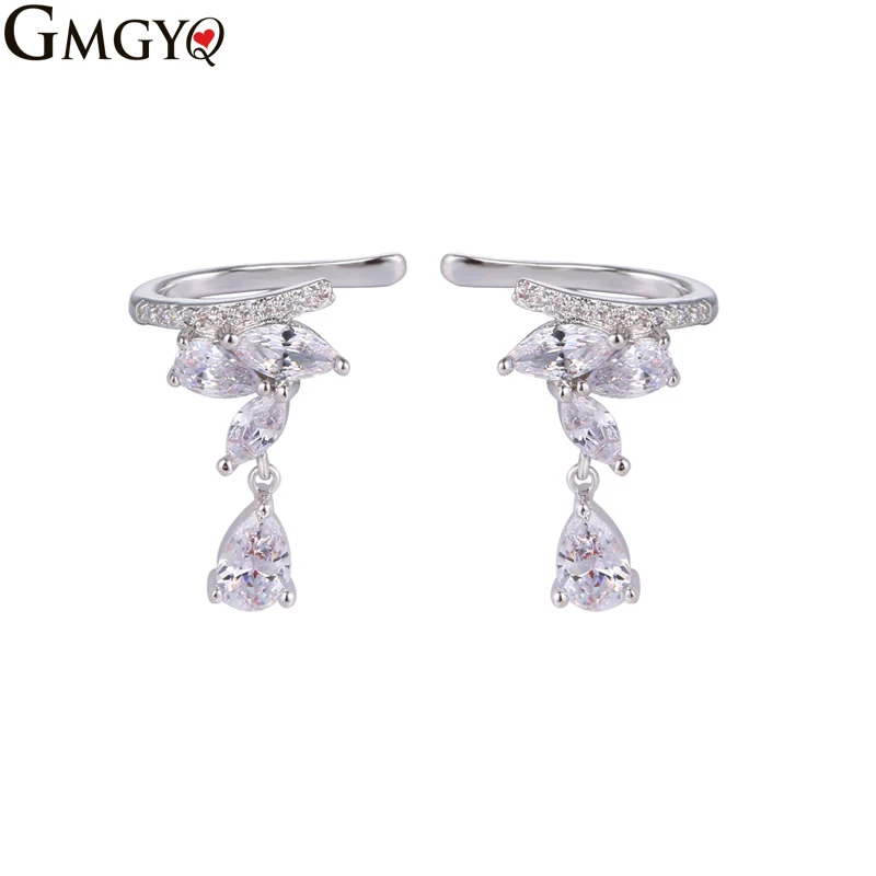 

GMGYQ Luxury Water Drop Zirconia Pave Instelling Multi-layered Clear Stone For Women Clips No Pierced Ear Clips