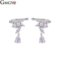 gmgyq luxury water drop zirconia pave instelling multi layered clear stone for women clips no pierced ear clips