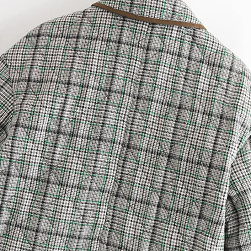 JuneLove Women Winter Vintage Chic Pockets Coat Buttons Plaid Parkas Shirt Collar Lady Long Cuffed Sleeves Outerwear | Женская одежда