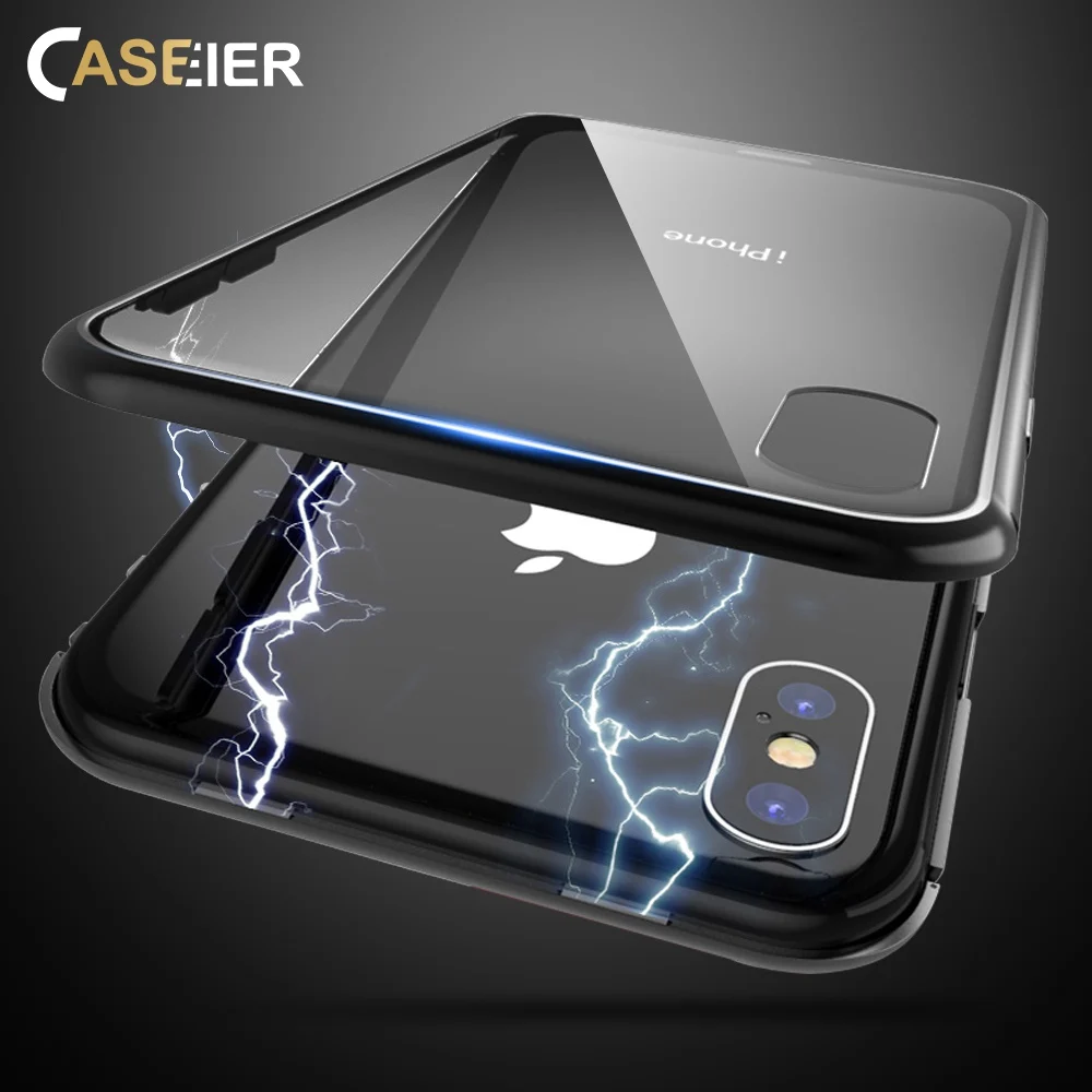 Магнитный чехол CASEIER для iPhone X 8 7 6 6S Plus поглощающие чехлы из закаленного стекла
