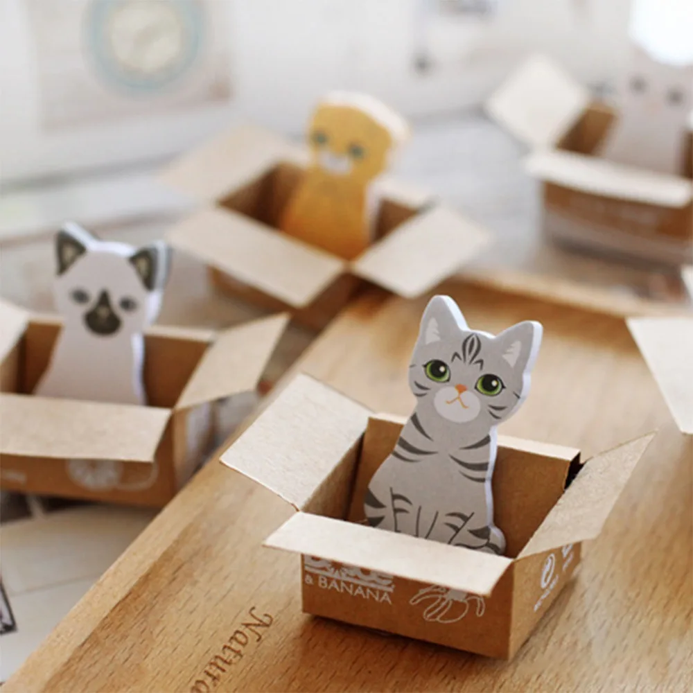3D Kawaii Cat Dog Box милые наклейки из мультфильмов корейские канцелярские принадлежности Липкие заметки офисные школьные принадлежности Post It memo pad скрапбук e20