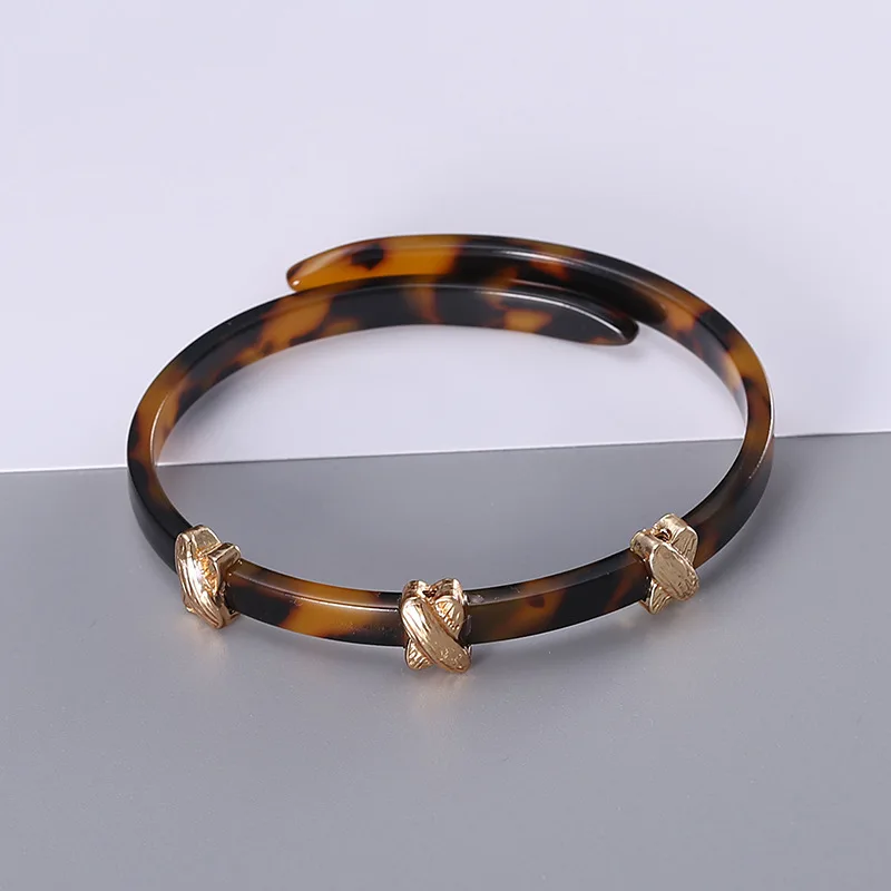Женский винтажный браслет из черепахового акрила элегантный круглый