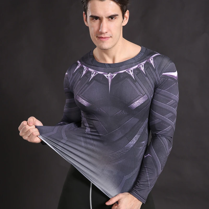 Компрессионная рубашка черная Пантеры лего футболка супергерой мужской костюм