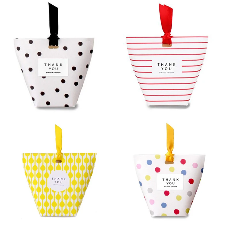 20 шт./лот квадратные подарочные пакеты мини коробка для конфет в полоску горошек